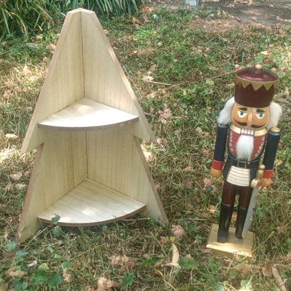 Target Corner Christmas Tree Shelf and Kurt Adler Wooden Nutcracker - Picture 1 of 2